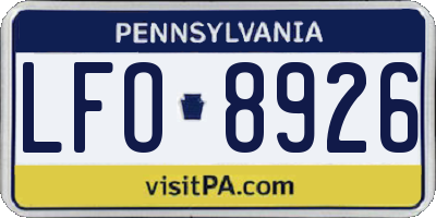 PA license plate LFO8926