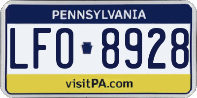 PA license plate LFO8928