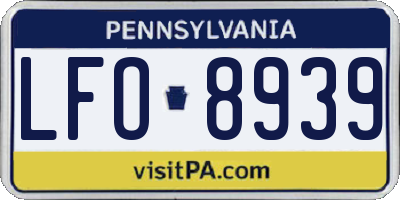 PA license plate LFO8939