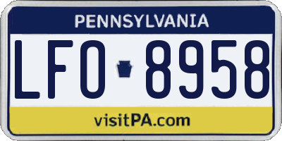 PA license plate LFO8958