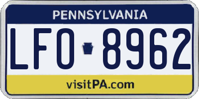 PA license plate LFO8962