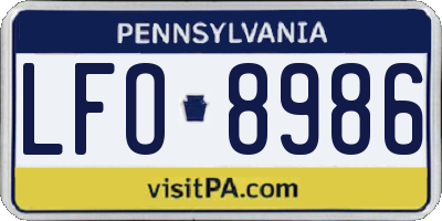 PA license plate LFO8986