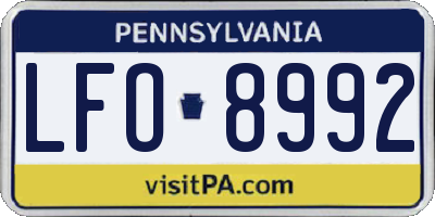 PA license plate LFO8992