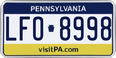 PA license plate LFO8998