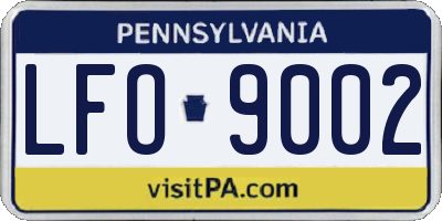 PA license plate LFO9002