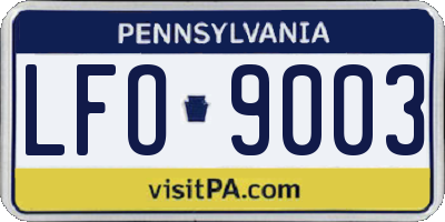 PA license plate LFO9003