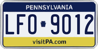 PA license plate LFO9012