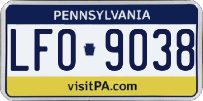 PA license plate LFO9038