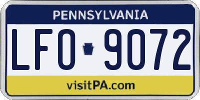 PA license plate LFO9072