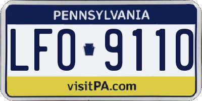 PA license plate LFO9110