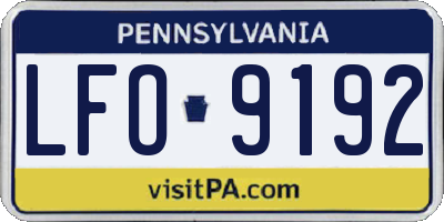 PA license plate LFO9192