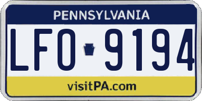 PA license plate LFO9194