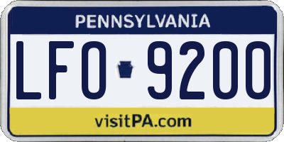 PA license plate LFO9200