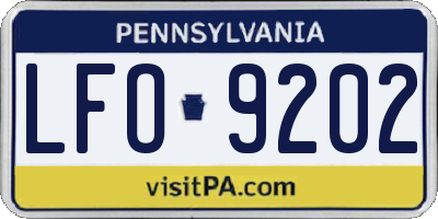 PA license plate LFO9202