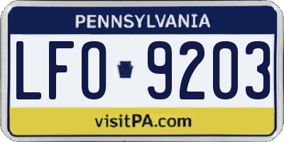 PA license plate LFO9203