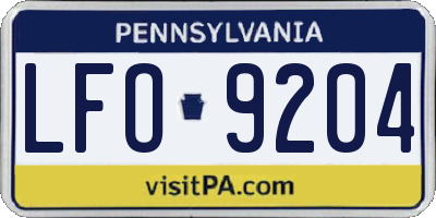 PA license plate LFO9204