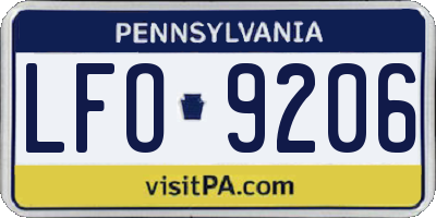 PA license plate LFO9206