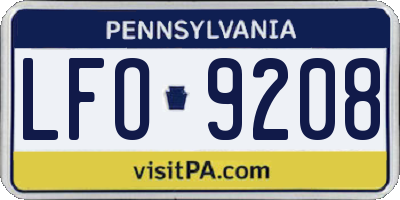 PA license plate LFO9208