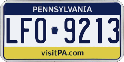 PA license plate LFO9213