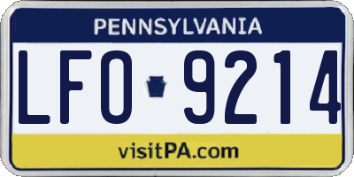 PA license plate LFO9214