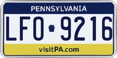 PA license plate LFO9216