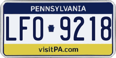 PA license plate LFO9218