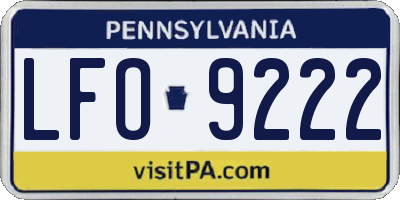 PA license plate LFO9222
