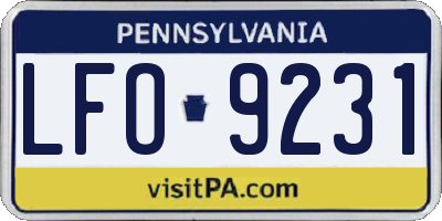 PA license plate LFO9231