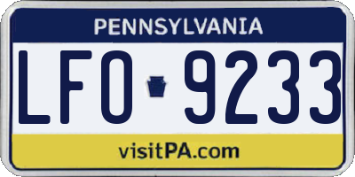 PA license plate LFO9233