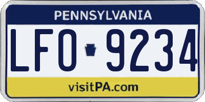 PA license plate LFO9234