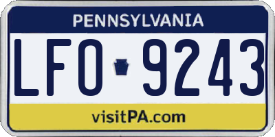 PA license plate LFO9243