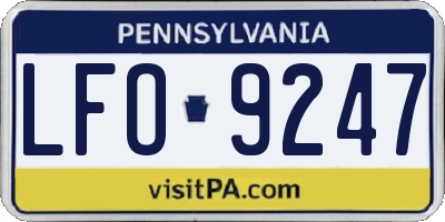 PA license plate LFO9247