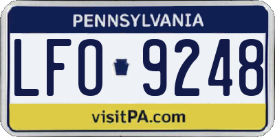PA license plate LFO9248