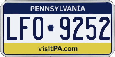 PA license plate LFO9252