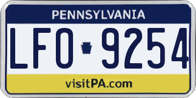 PA license plate LFO9254