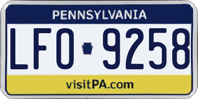 PA license plate LFO9258