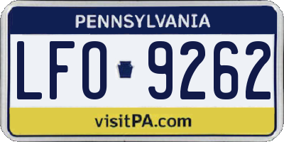 PA license plate LFO9262