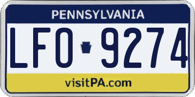 PA license plate LFO9274