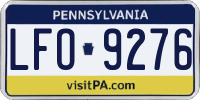 PA license plate LFO9276