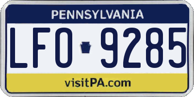 PA license plate LFO9285