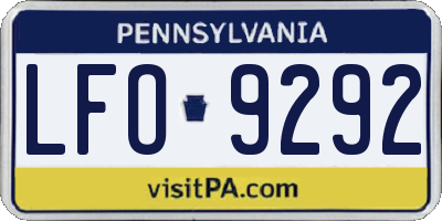 PA license plate LFO9292