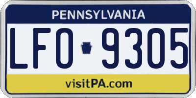 PA license plate LFO9305