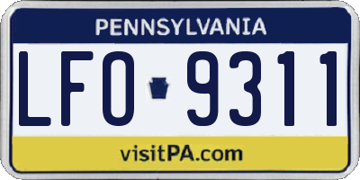 PA license plate LFO9311