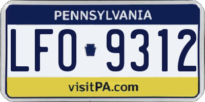 PA license plate LFO9312