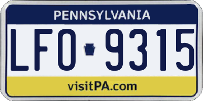 PA license plate LFO9315
