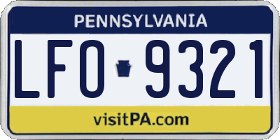 PA license plate LFO9321