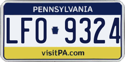 PA license plate LFO9324