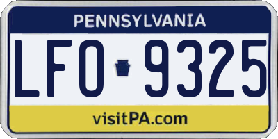PA license plate LFO9325