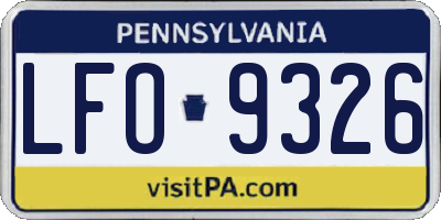 PA license plate LFO9326