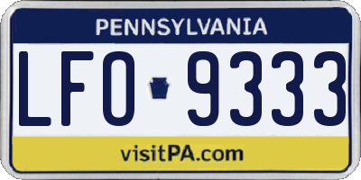 PA license plate LFO9333